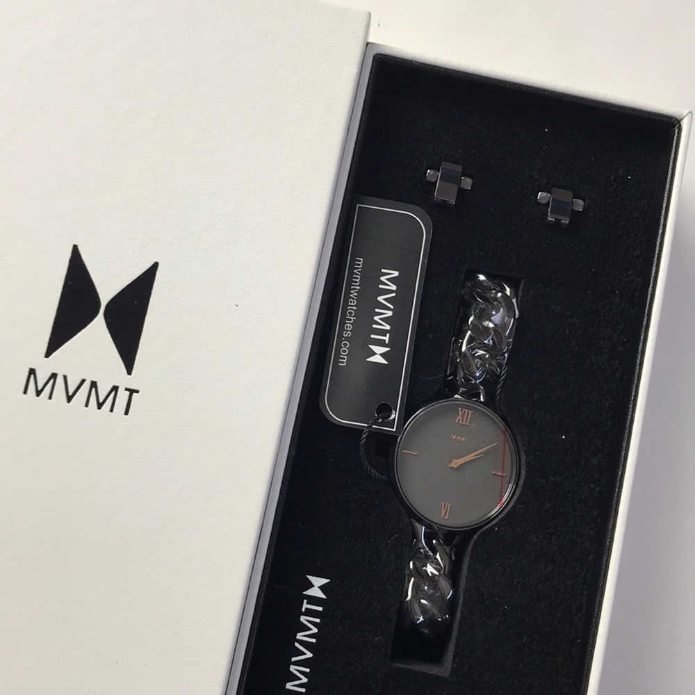 Mvmt julep chain link black and rose gold watch